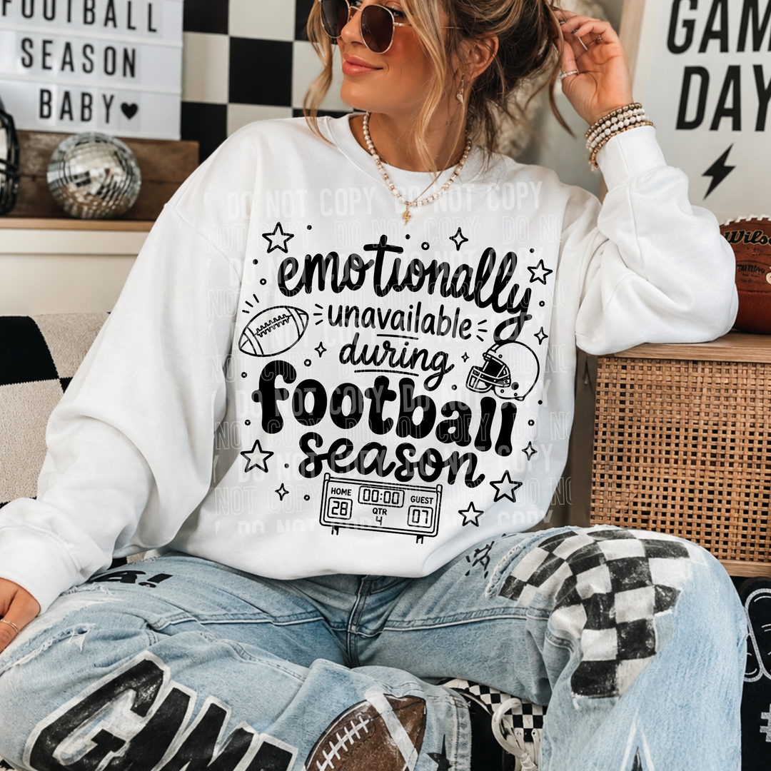 Emotionally Unavailable Football Season DTF Print