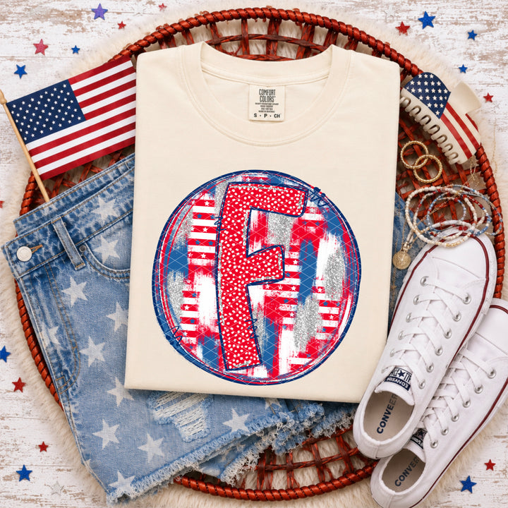Patriotic Brush Strokes Letter Collection DTF Print