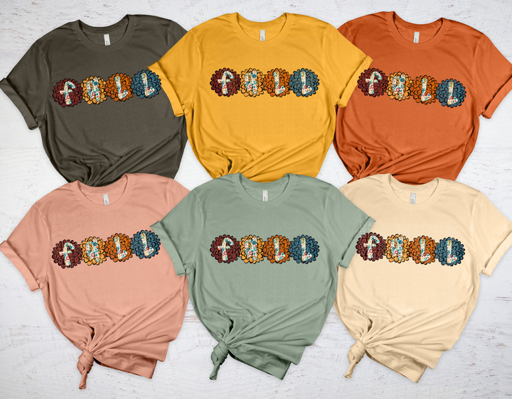 Fall Flowers Single Line DTF Print