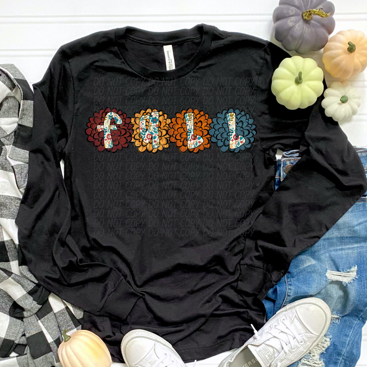 Fall Flowers Single Line DTF Print