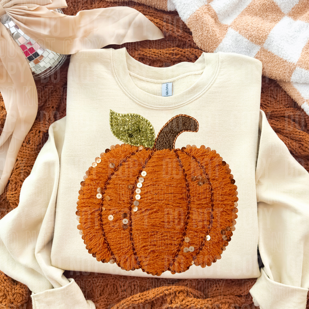 Fall Pumpkin Faux Yarn Sequins DTF Print