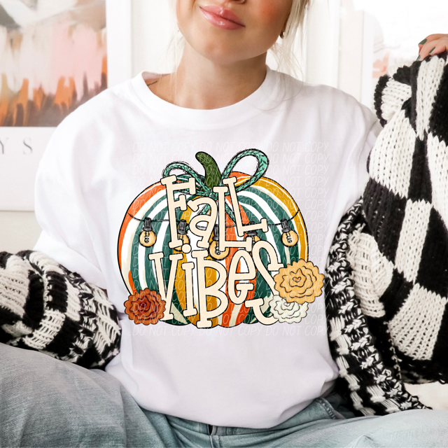 Fall Vibes Retro Pumpkin DTF Print