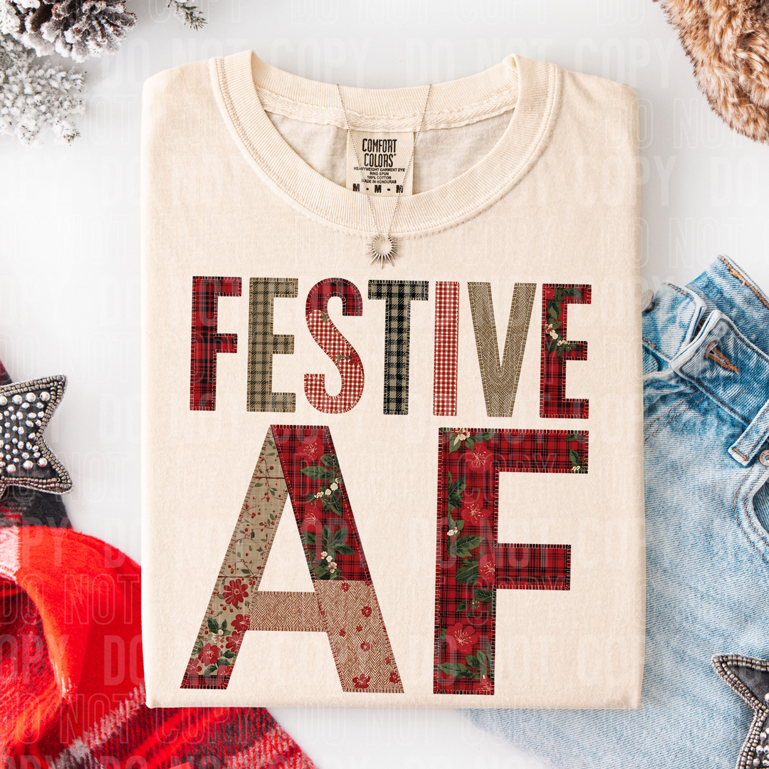 Festive AF Christmas Patch DTF Print