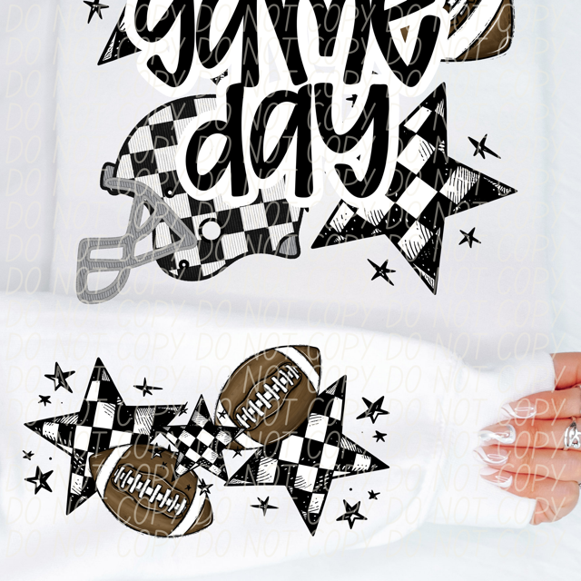 Game Day Sports Checkered Stars SLEEVE DTF Print