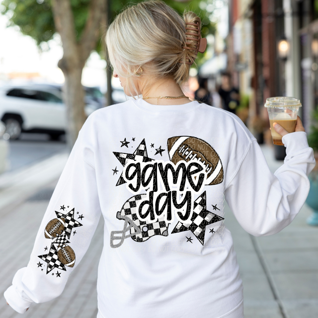 Game Day Sports Checkered Stars SLEEVE DTF Print