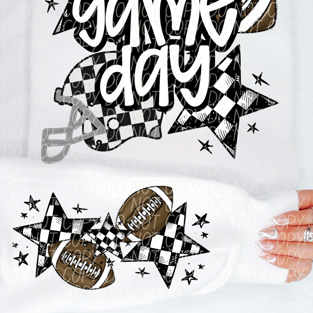 Game Day Sports Checkered Stars SLEEVE DTF Print