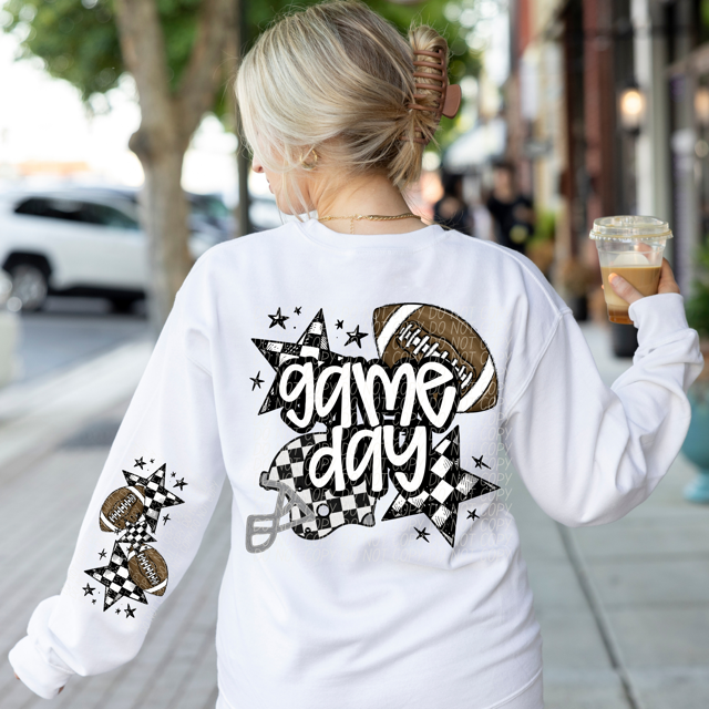 Game Day Sports Checkered Stars SLEEVE DTF Print