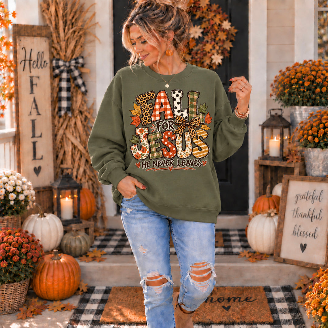 Fall For Jesus He Never Leaves DTF Print