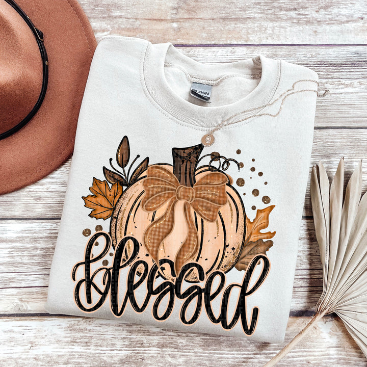 Fall Glitter Pumpkin Blessed DTF Print