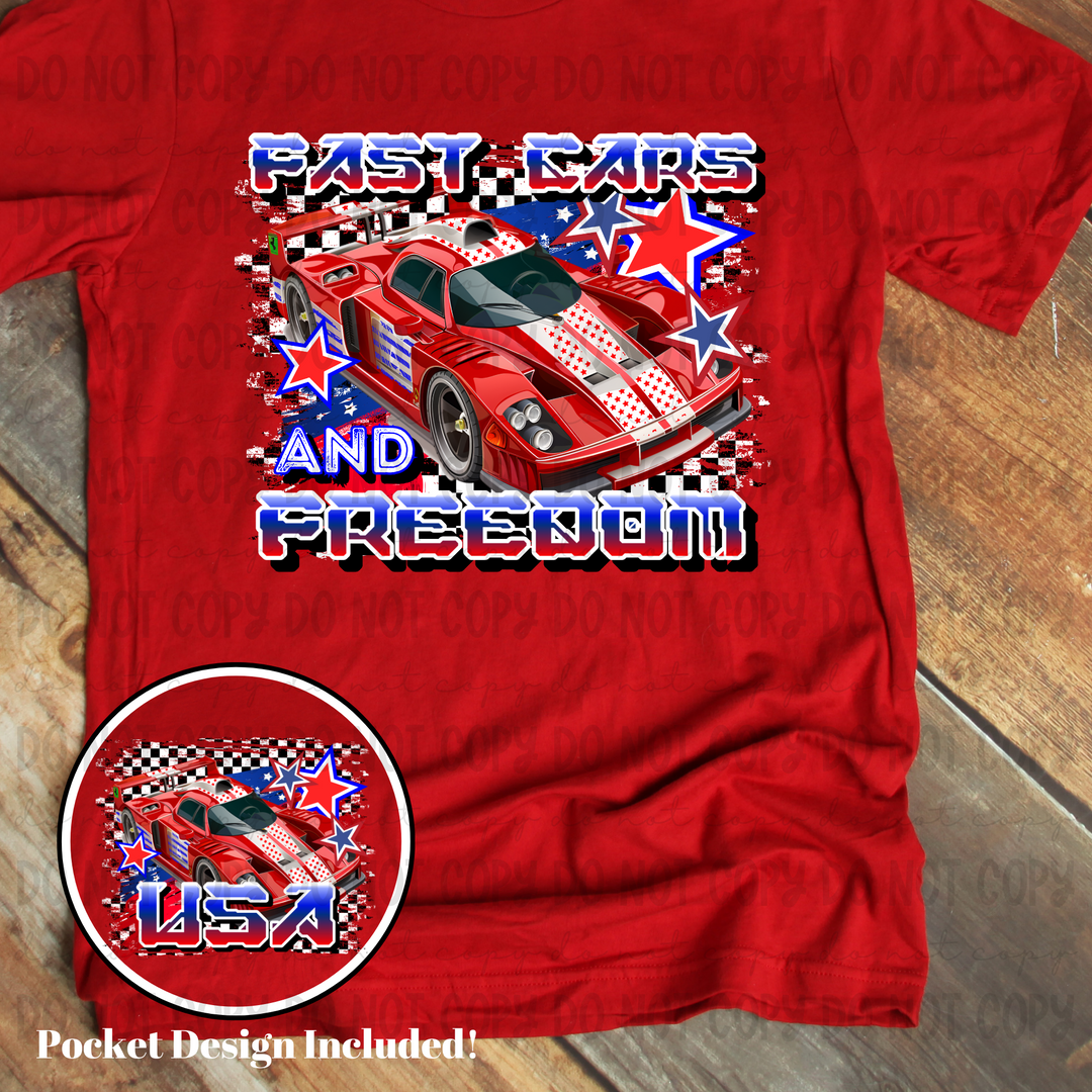 Fast Cars and Freedom DTF Print