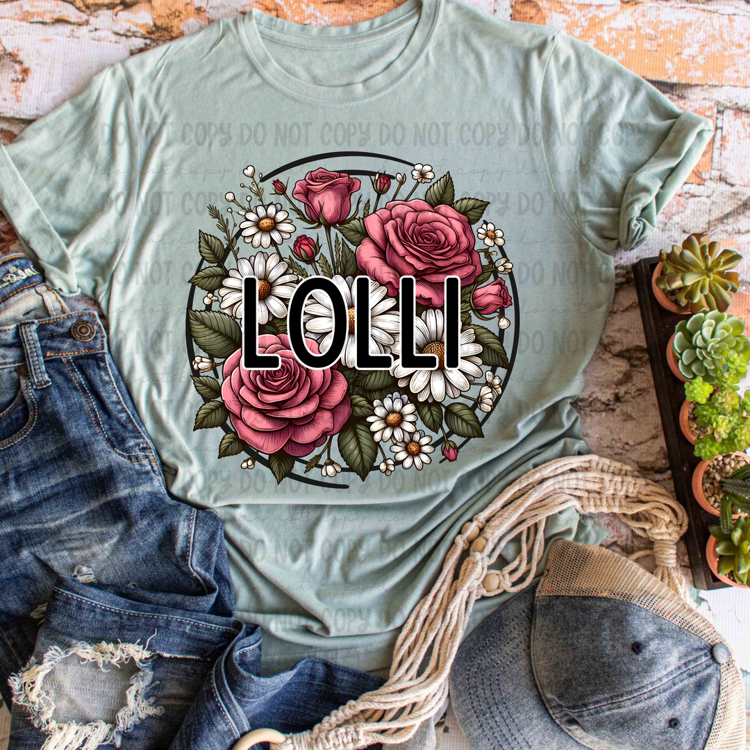 Floral Circle Names DTF Print