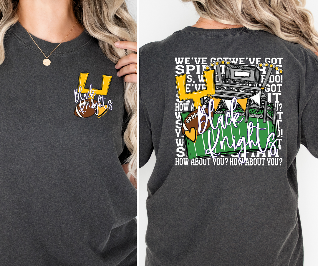Black Knights (White Lettering) Goal Post & Field Mascot FRONT DTF Print