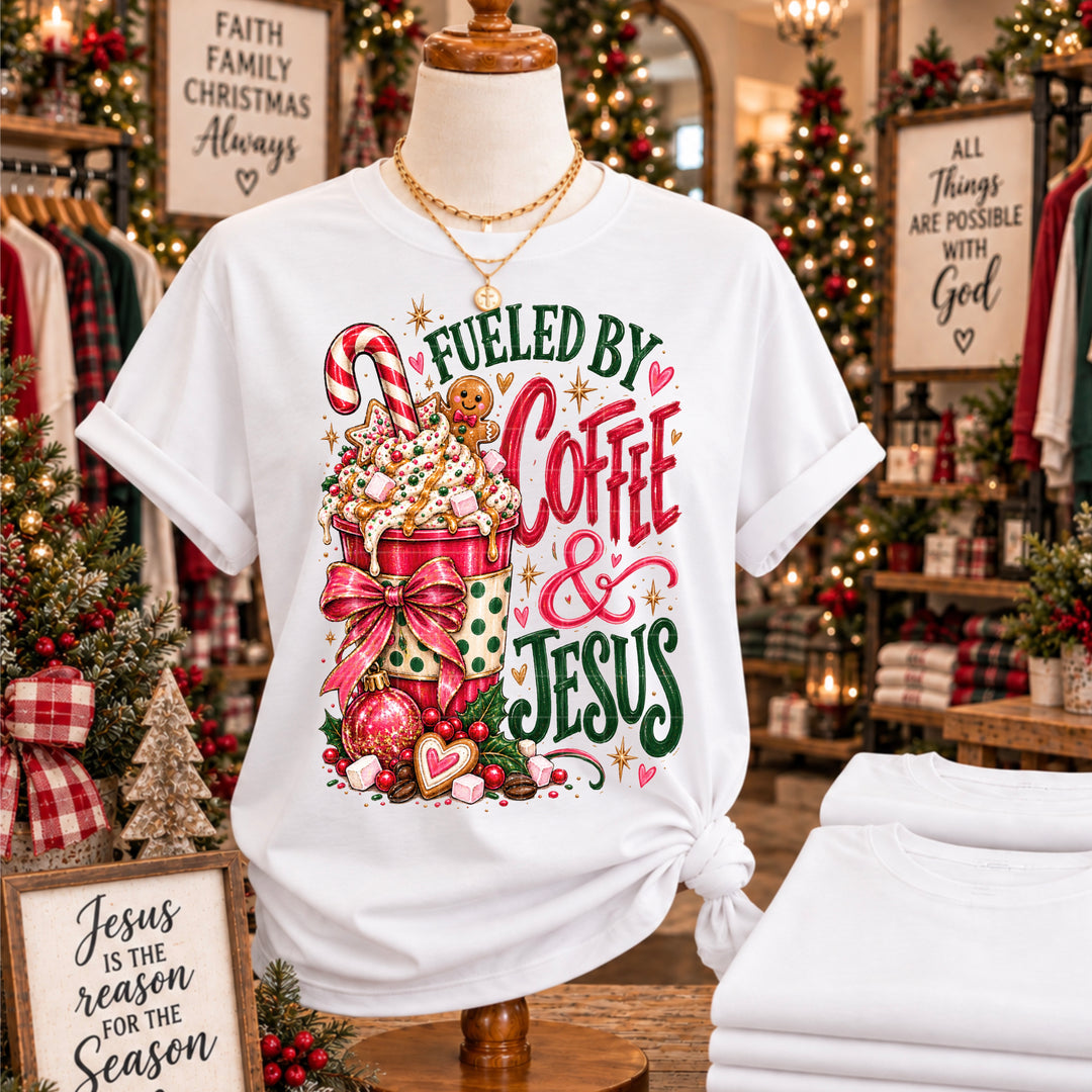 Fueled By Coffee And Jesus DTF Print