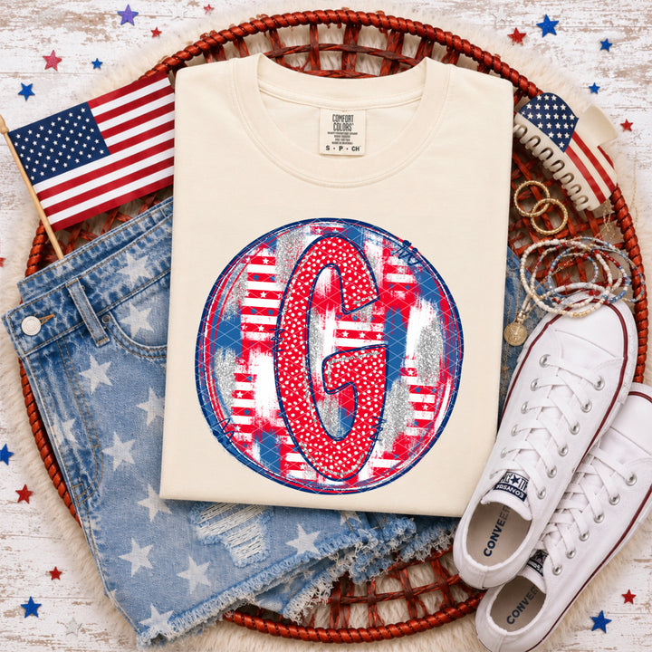 Patriotic Brush Strokes Letter Collection DTF Print