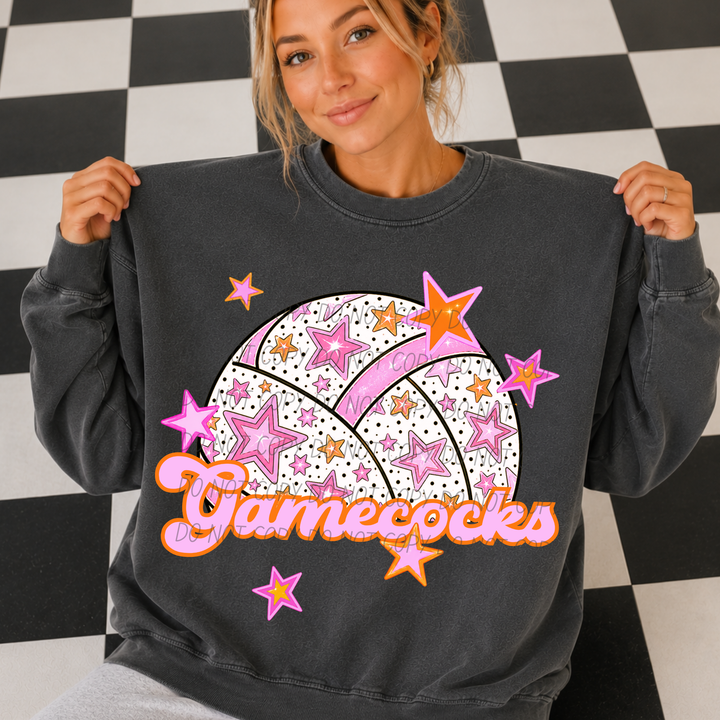 Pink Volleyball Mascots DTF Print