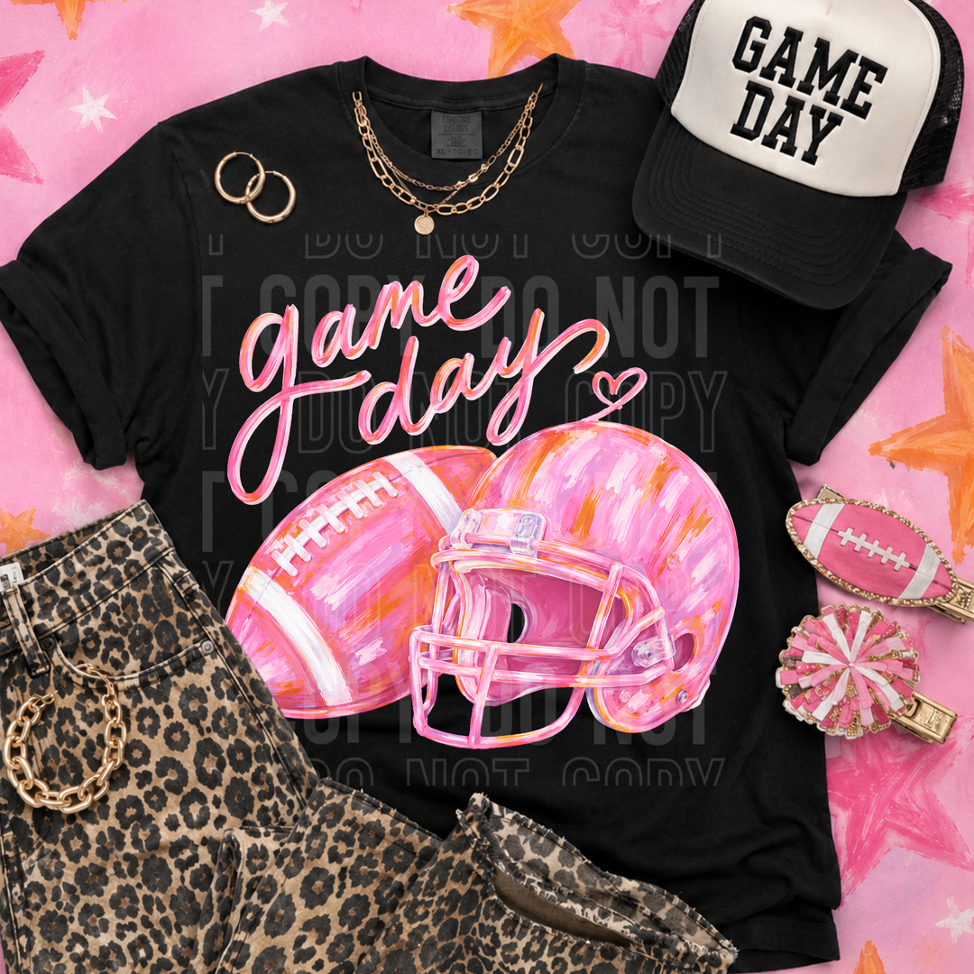 Game Day Football Brush DTF Print