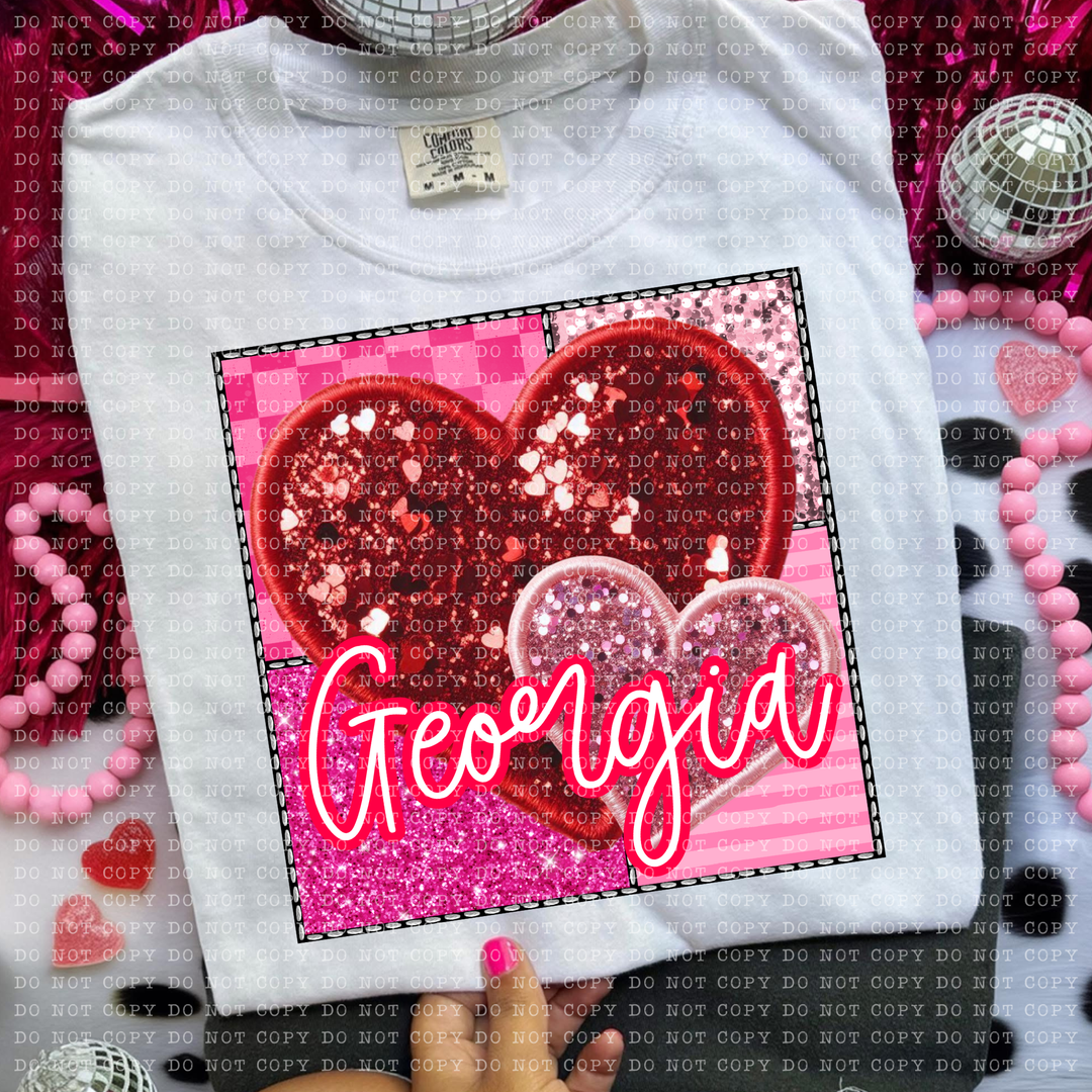 Sparkle Heart States DTF Print