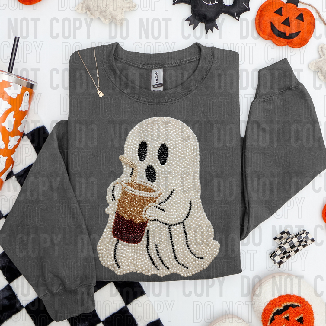 Ghost Coffee Faux Pearls DTF Print
