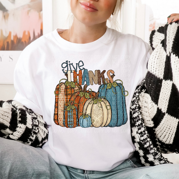 Give Thanks Pumpkin DTF Print