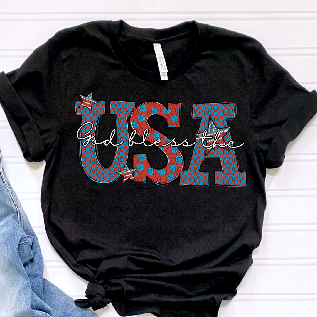 God Bless The USA Stars DTF Print
