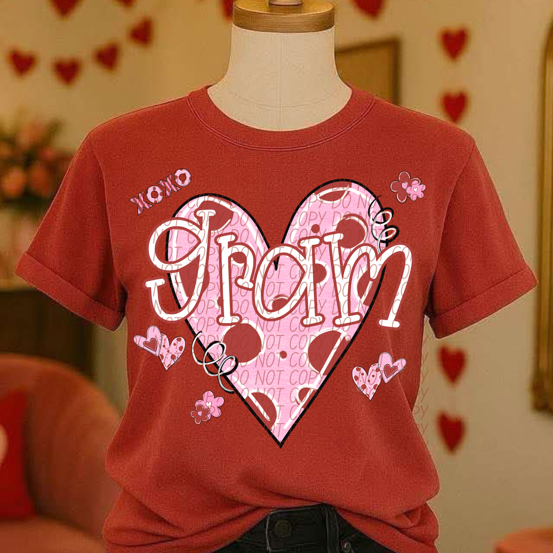 Pink and Red Valentine Names DTF Print