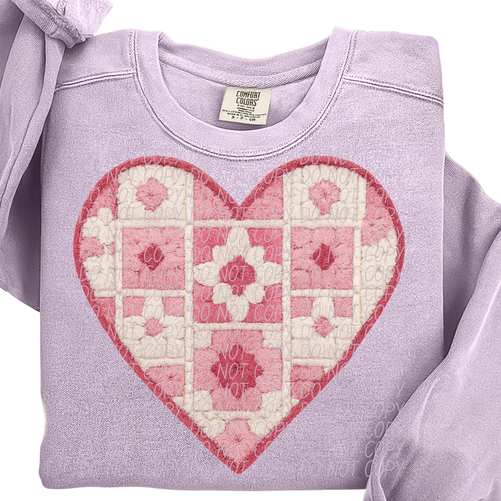 Pink Quilted Heart DTF Print