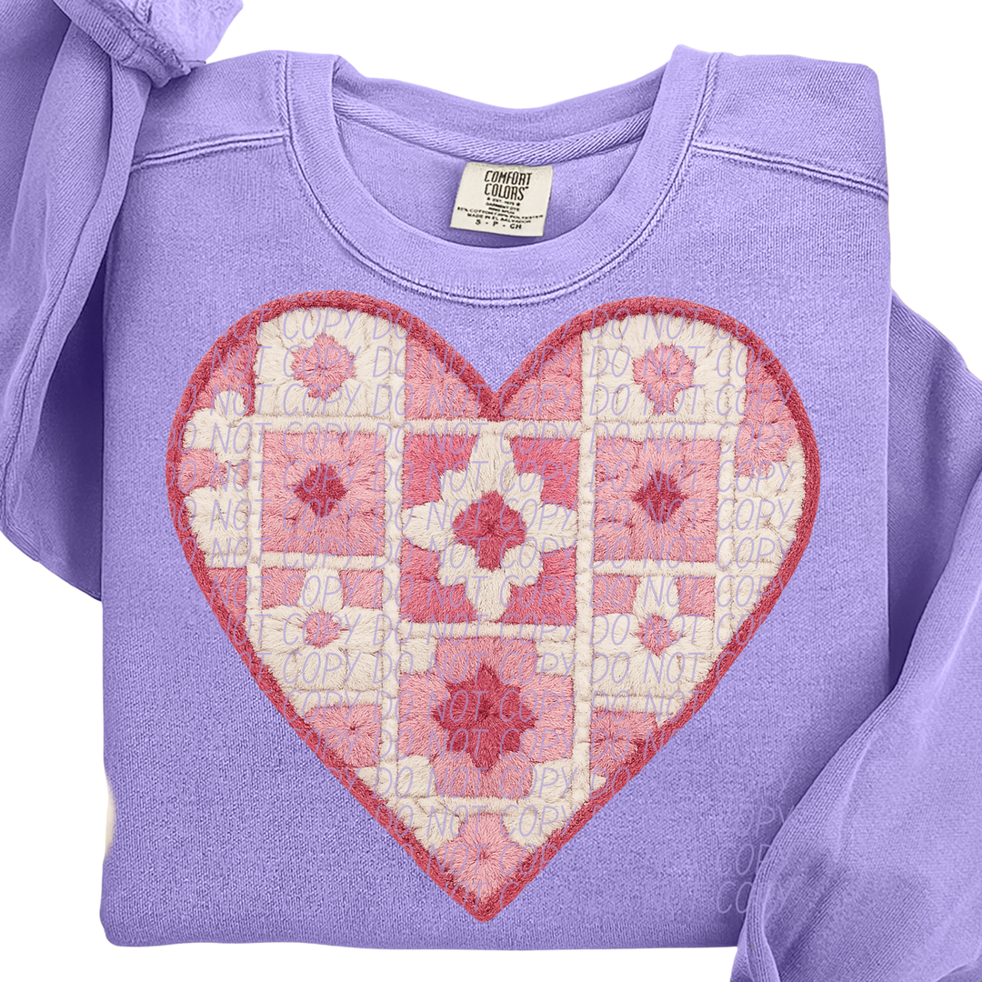 Pink Quilted Heart DTF Print