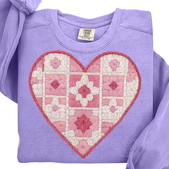 Pink Quilted Heart DTF Print