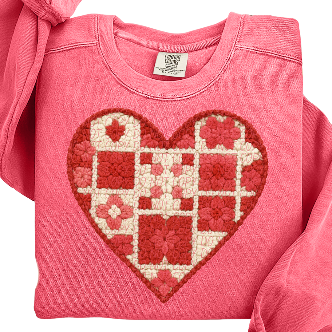 Red Quilted Heart DTF Print