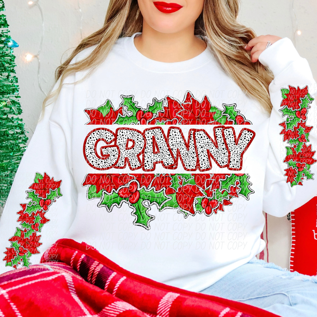 Split Holly Names DTF Print