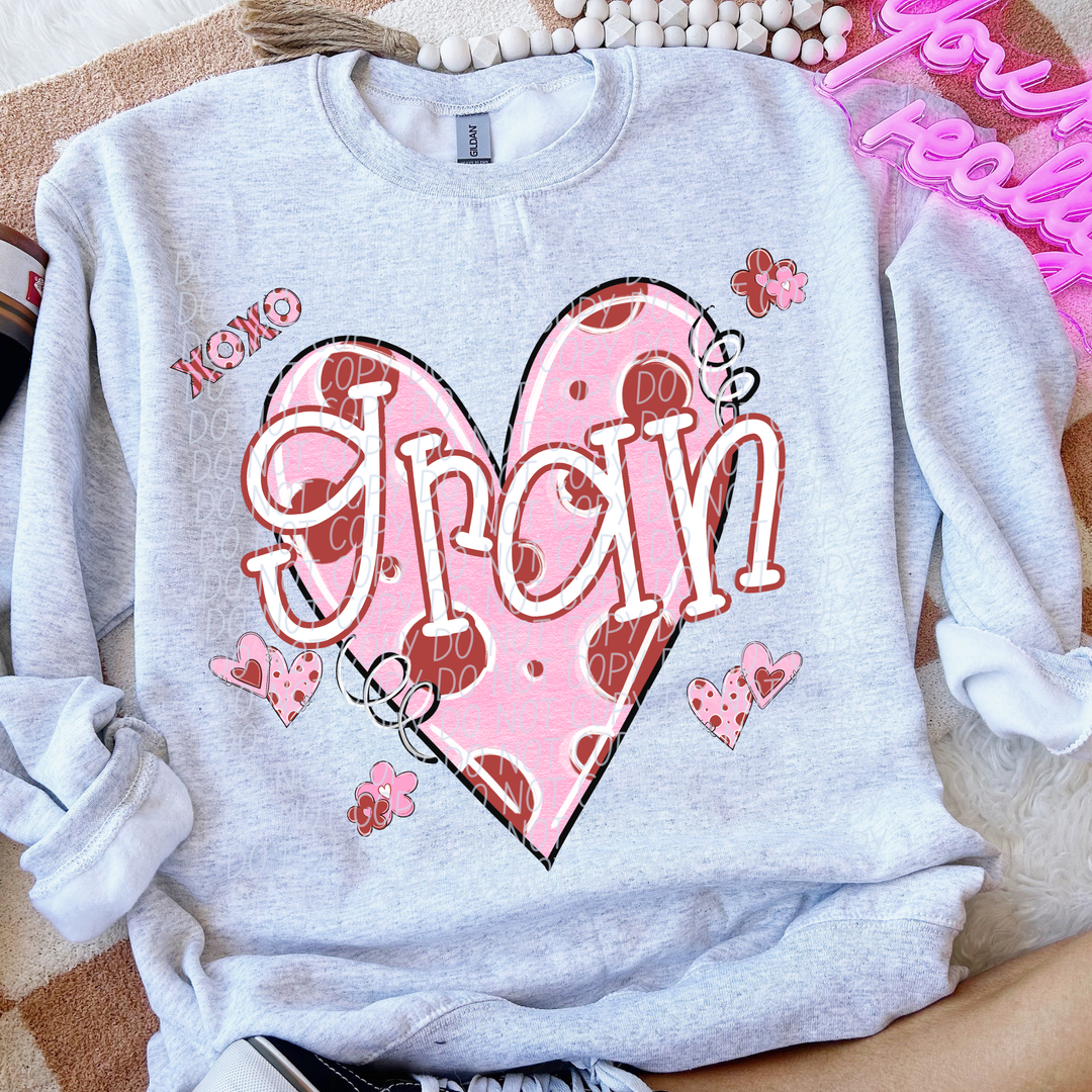 Pink and Red Valentine Names DTF Print