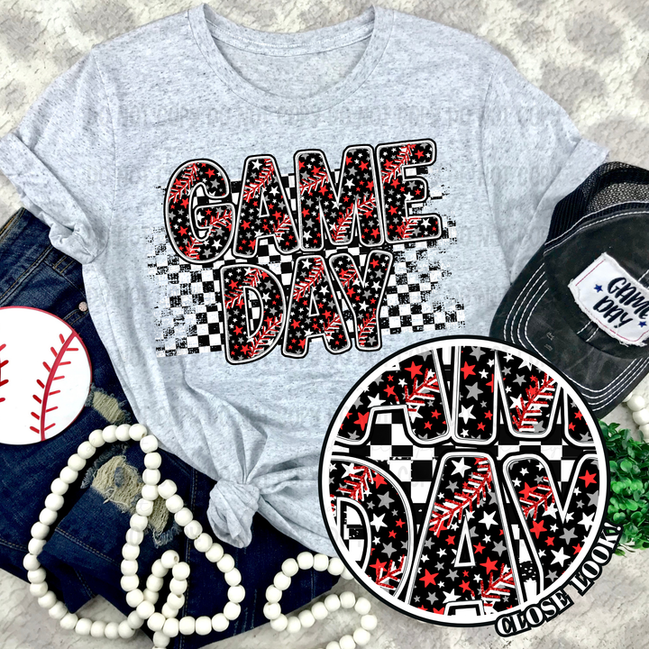 Game Day Checkered Softball/Baseball DTF Print