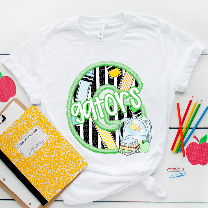 Green Letter Back to School Mascots DTF Print