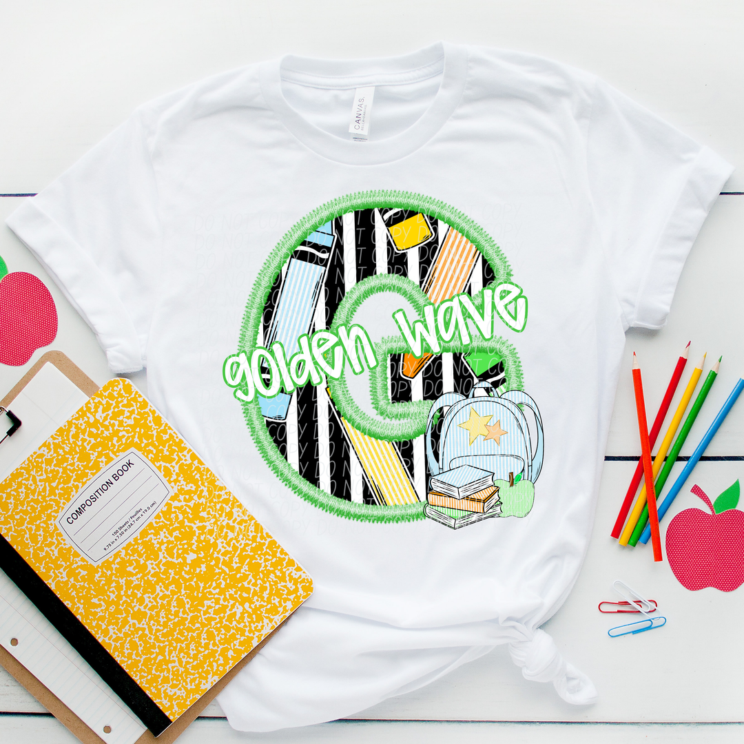 Green Letter Back to School Mascots DTF Print