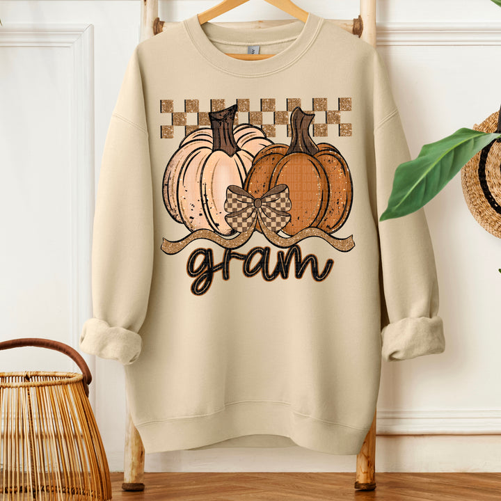 Fall Checkered Glitter Pumpkin Collection DTF Print