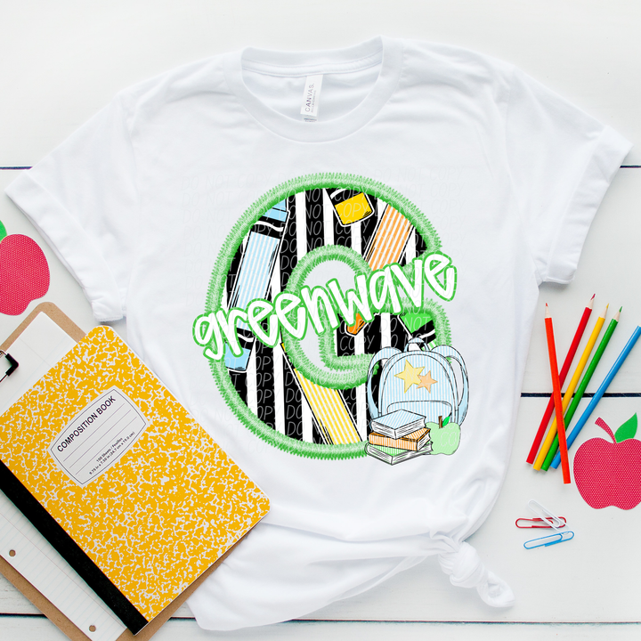 Green Letter Back to School Mascots DTF Print