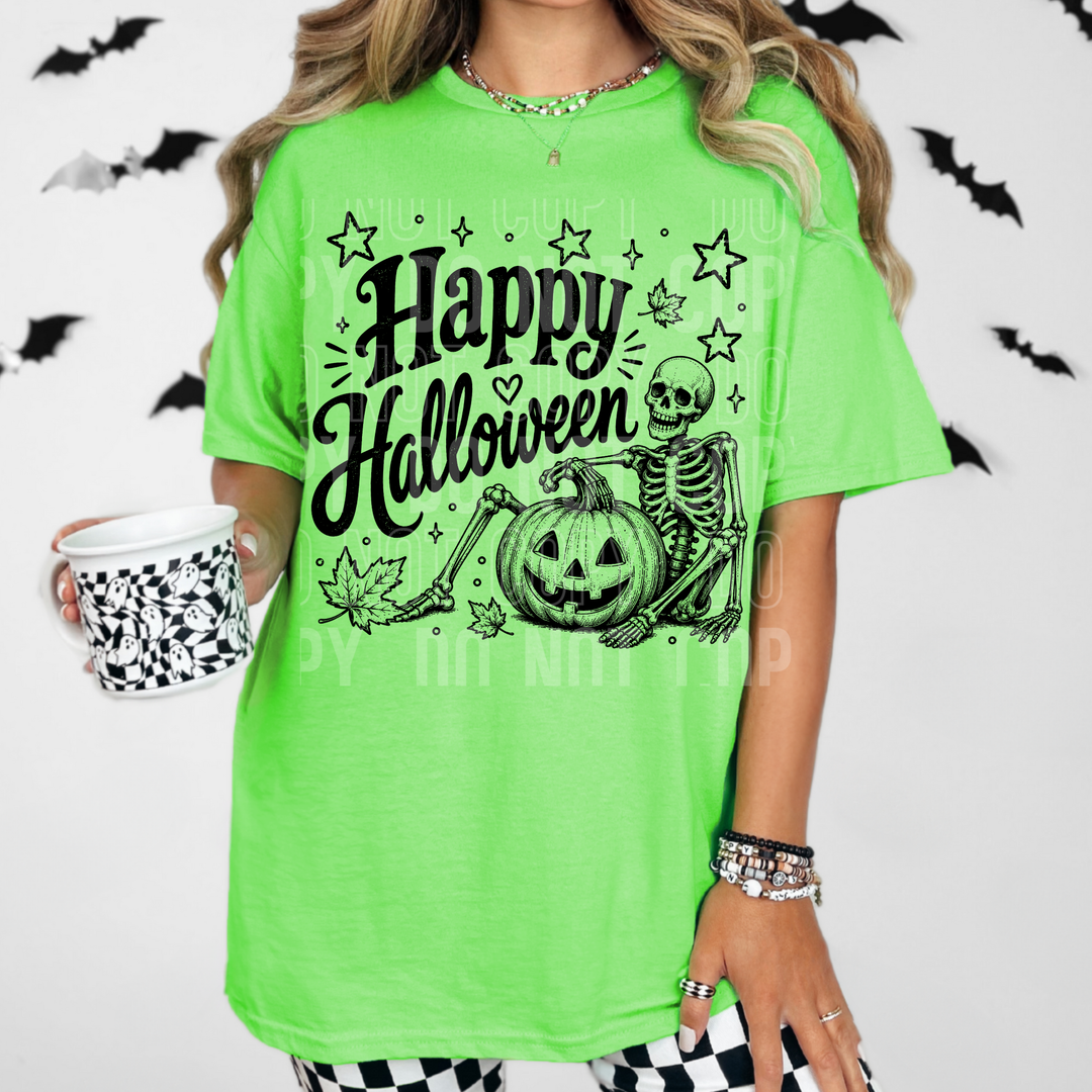 Happy Halloween Skeleton DTF Print