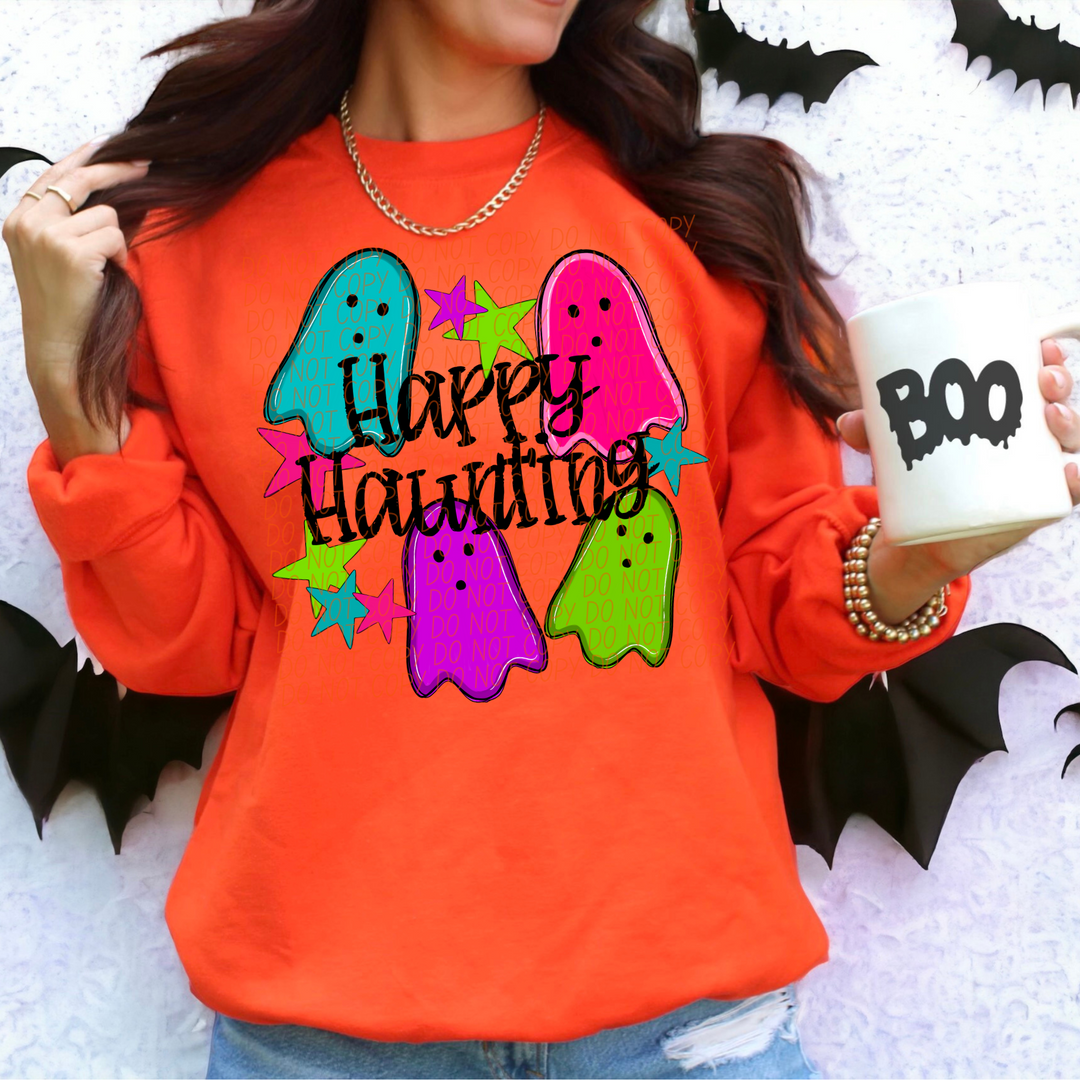Happy Haunting Neon DTF Print