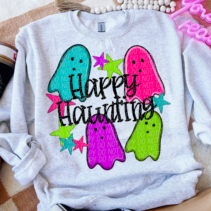 Happy Haunting Neon DTF Print