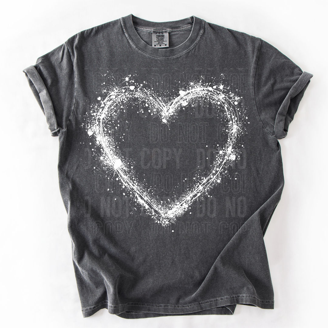 Heart Splatter White DTF Print