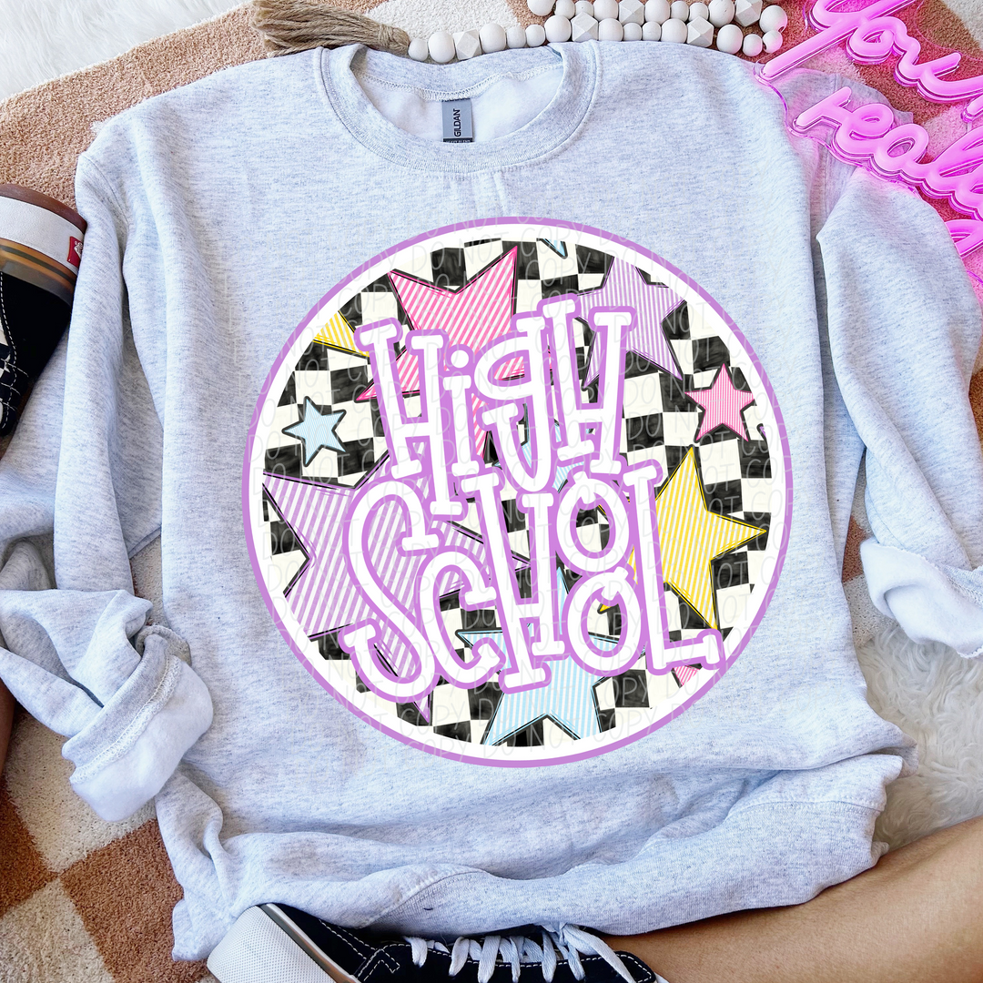 Back To School Stars Purple - Grade Levels DTF Print