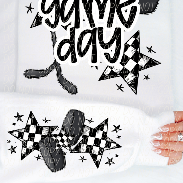 Game Day Sports Checkered Stars SLEEVE DTF Print
