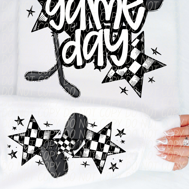 Game Day Sports Checkered Stars SLEEVE DTF Print