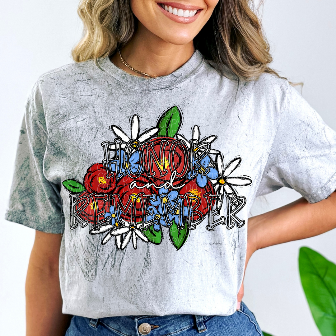 Honor and Remember Floral DTF Print