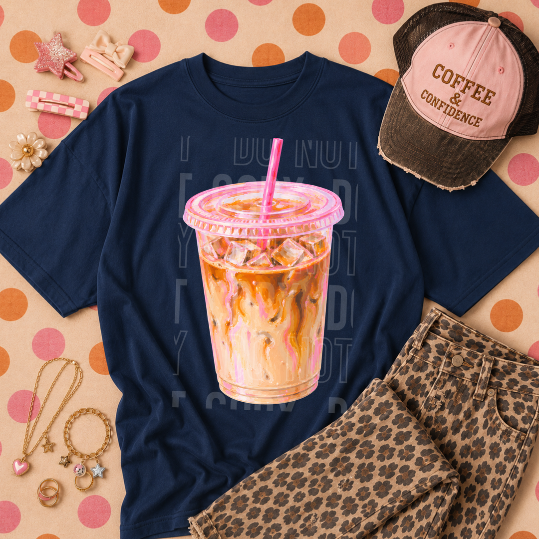 Iced Coffee Brush Pink DTF Print