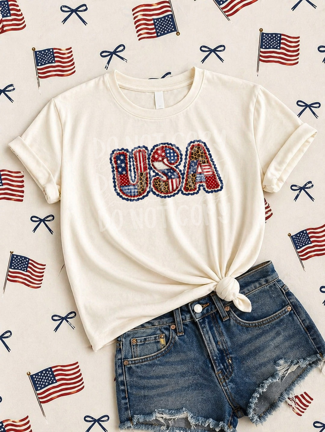USA Ruffles and Patchwork DTF Print