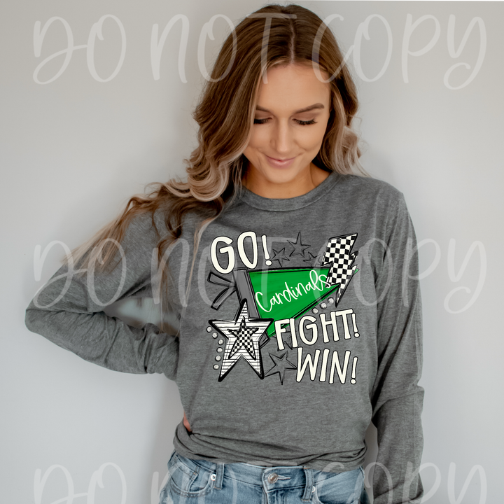 Go Fight Win Pennants DTF Print