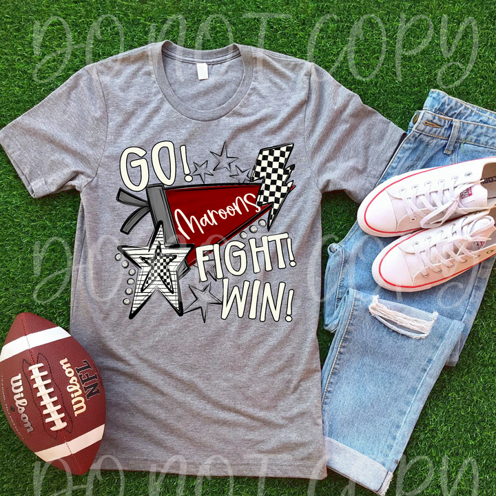 Go Fight Win Pennants DTF Print