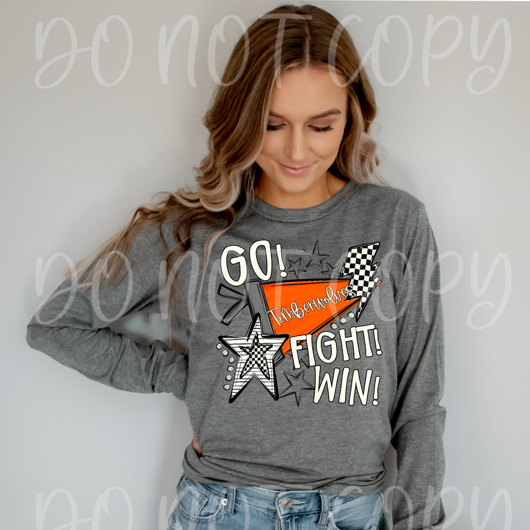 Go Fight Win Pennants DTF Print