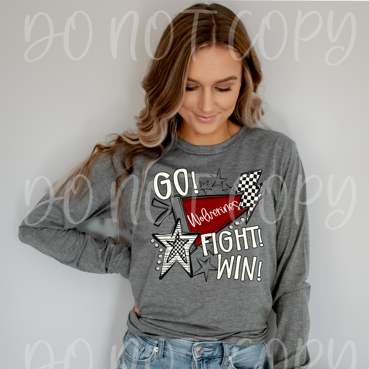 Go Fight Win Pennants DTF Print